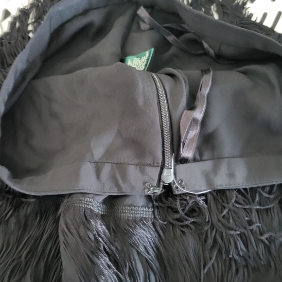 NWOT Lauren Ralph Lauren Tiered Fringe Black Skirt Size 4 - Picture 9 of 11